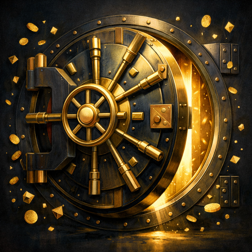 Modern bank vault with digital elements